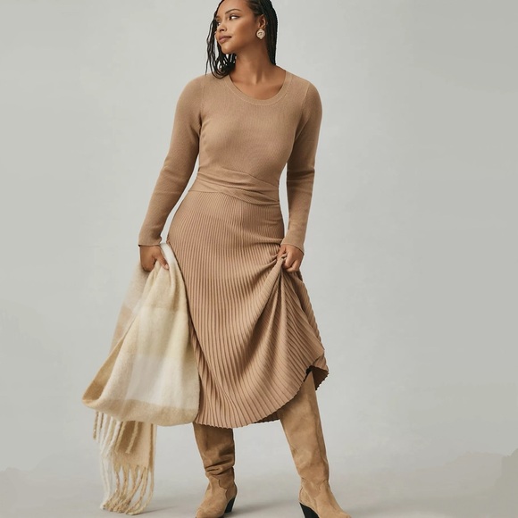 Anthropologie Dresses & Skirts - By Anthropologie Slim-Knit Pleated Midi Dress